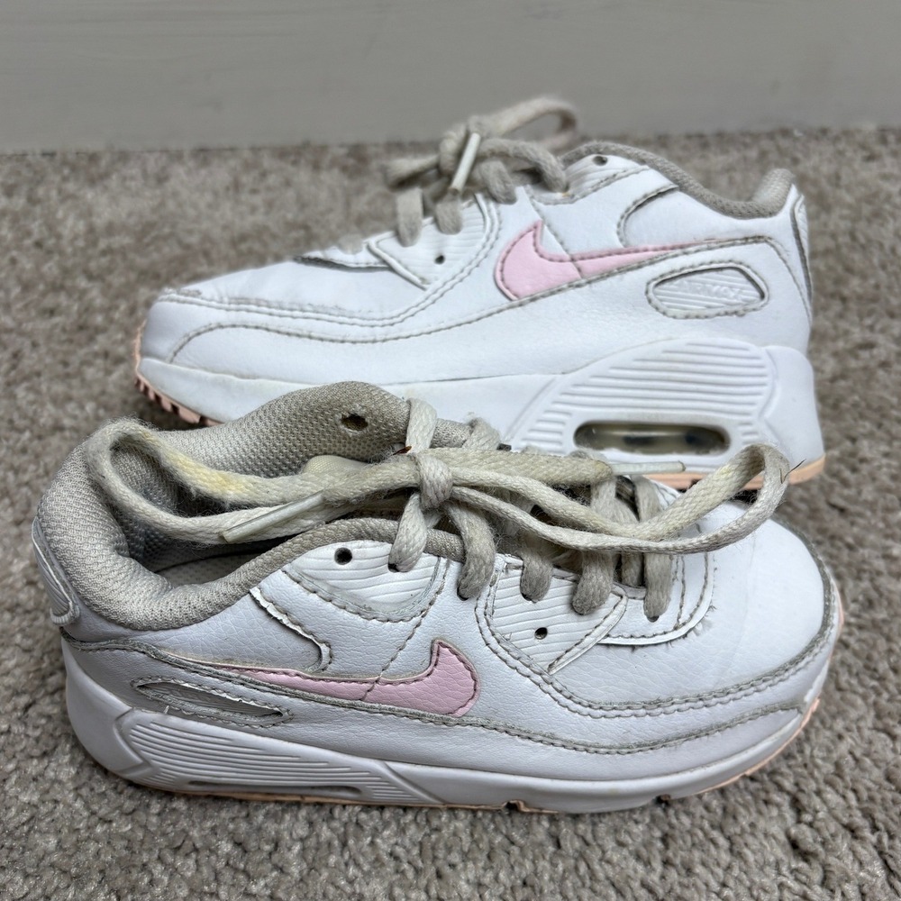 Nike Air Max 90 LTR Toddler Sneakers White Pink CD6868-121 Size 10C
